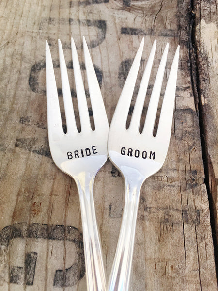 WEDDING/ANNIVERSARY Set of Upcycled Vintage Silver Plated Forks hand-stamped
